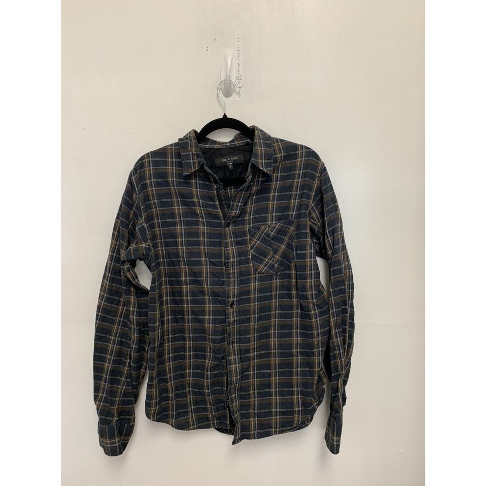 Rag And Bone Men’s Plaid Brown And Navy Flannel Medium